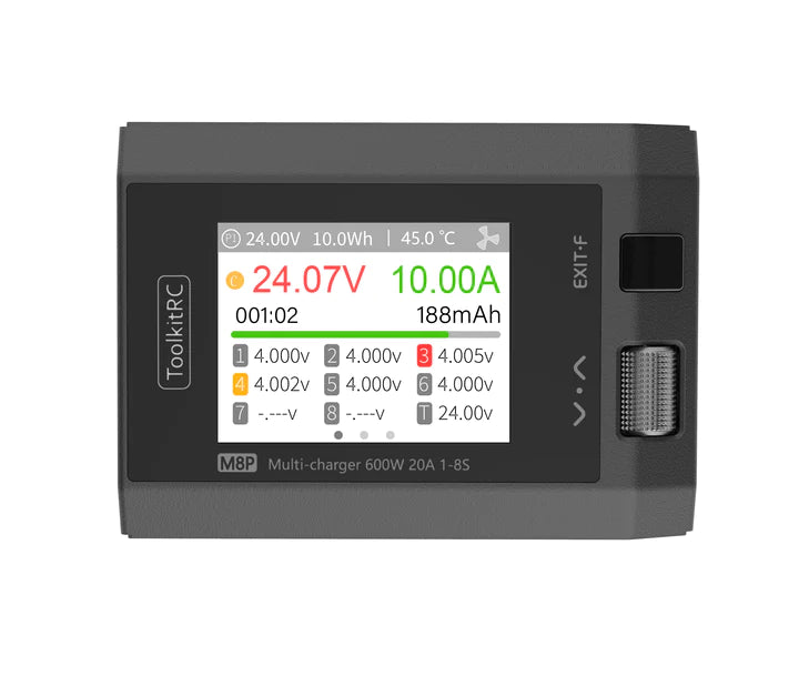 ToolkitRC M8P 600W 20A 1~8S DC Multifunction Smart Charger-XT60